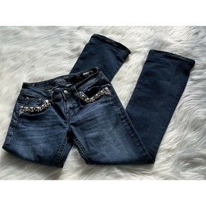 Miss Me Mid Rise Boot Cut Jeans 26 Women Jeweled Pockets